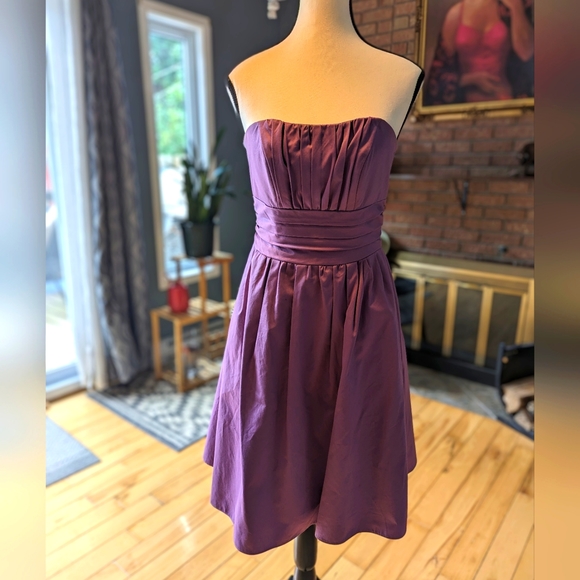 David's Bridal Mauve Strapless Dress Size 2 - Picture 2 of 7
